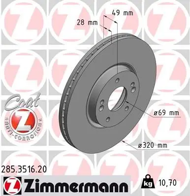 Disc frana ZIMMERMANN COAT Z 285.3516.20