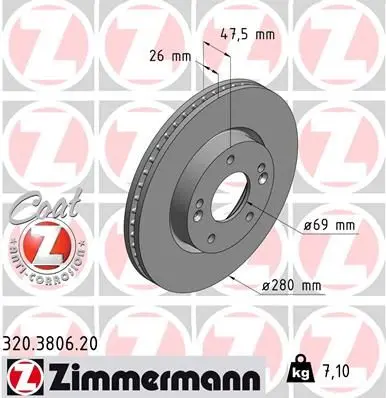 Disc frana ZIMMERMANN COAT Z 320.3806.20