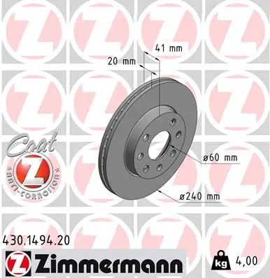 Disc frana ZIMMERMANN COAT Z 430.1494.20
