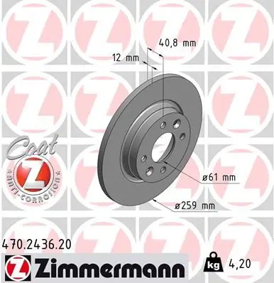 Disc frana ZIMMERMANN COAT Z 470.2436.20