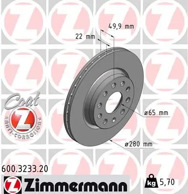 Disc frana ZIMMERMANN COAT Z 600.3233.20