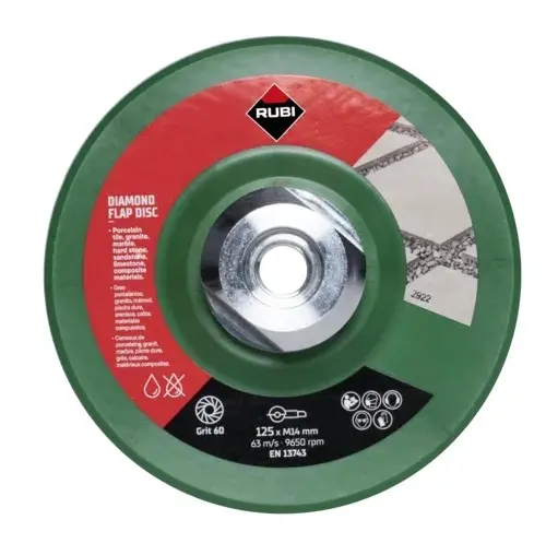 Disc lamelar diamantat pt. slefuit granit, gresie, portelan, sticla - #50/60, Ø125mm, M14 - RUBI-32937