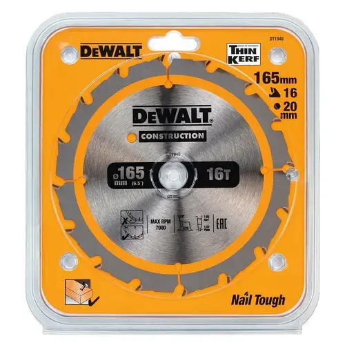Disc pentru fierastrau circular DeWalt DT1949-QZ, Metal, Pentru lemn, 165/20mm, Argintiu