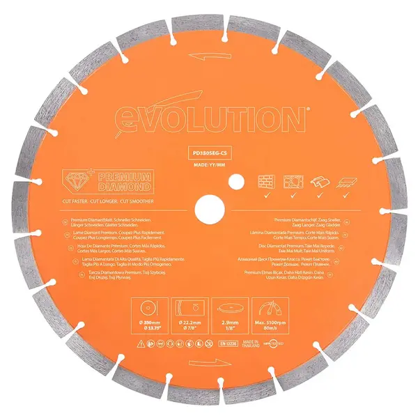 Disc Premium diamantat segmentat multifunctional, pentru masinile de taiat, Ø350 x 22.2 mm