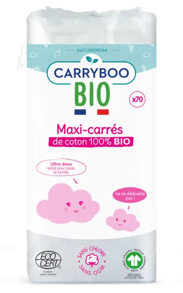 Dischete din bumbac dreptunghiulare BIO, 70 bucati, Carryboo