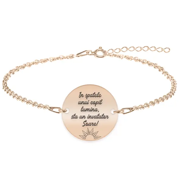 Discipulus - Bratara personalizata invatatoare din argint 925 placat cu aur roz