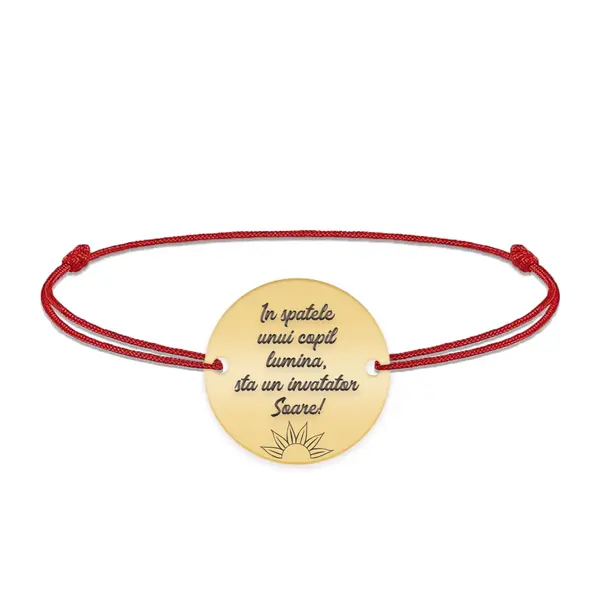 Discipulus - Bratara personalizata snur invatatoare din argint 925 placat cu aur galben 24K