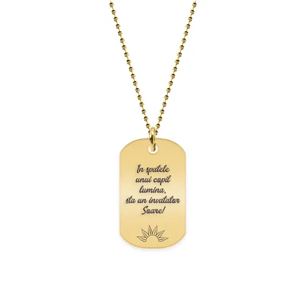 Discipulus - Colier personalizat dog tag invatator din argint 925 placat cu aur galben 24K