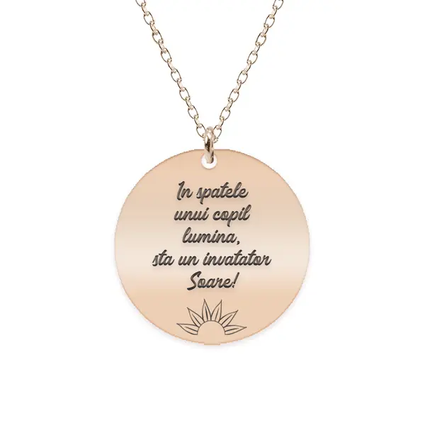 Discipulus - Colier personalizat invatatoare din argint 925 placat cu aur roz