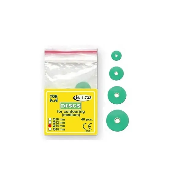 Discuri Pentru Finisat Compozit 14mm Medium Green 40bucati TOR VM