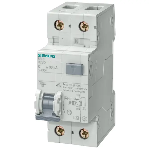 Disjunctor cu protectie diferentiala RCBO 16A/30mA curba C tip AC 6kA Siemens 5SU1356-1KK16