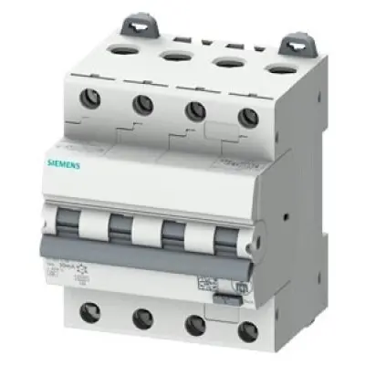 Disjunctor cu protectie diferentiala trifazica Siemens 5SU1346-6FP16, 16A, 30mA, curba B, RCBO, tip A, 6kA