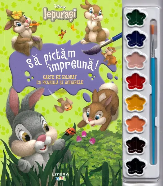 Disney. Iepurasi. Sa pictam impreuna. Carte de colorat cu pensula si acuarele