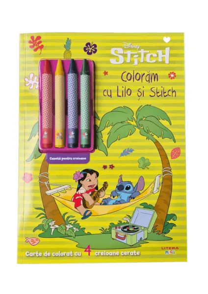 Disney. Stitch. Coloram cu Lilo si Stitch. Carte de colorat cu 4 creioane cerate