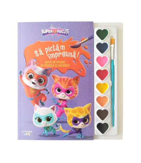 Disney. Superpisicute. Sa pictam impreuna! Carte de colorat cu pensula si acuarele