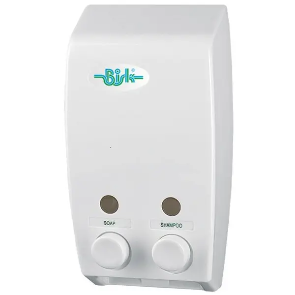 Dispenser Bisk sapun lichid dublu 2 x 400 ml, alb