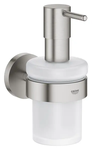 Dispenser sapun baie Grohe, Essentials Soap Dispenser w/Holder, montare pe perete, fixare ascunsa, 160 ml, super steel, crom mat