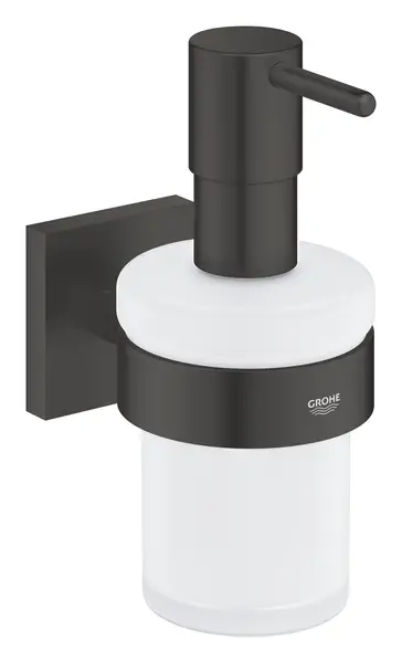 Dispenser sapun Grohe, Start Cube Soap Dispenser w/Holder, montare pe perete, fixare ascunsa, negru
