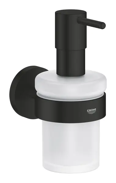 Dispenser sapun Grohe, Start Soap Dispenser w/Holder, montare pe perete, sticla/crom, fixare ascunsa, negru