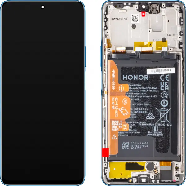 Display cu Touchscreen Honor X9 5G / Magic4 Lite, cu Rama si Acumulator, Albastru (Ocean Blue), Service Pack 0235ABST