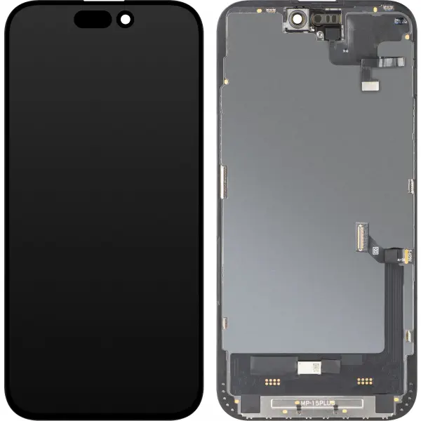 Display cu Touchscreen si Senzor Proximitate MP compatibil cu Apple iPhone 15 Plus, cu Rama, Versiune Soft OLED FHD Diagnostic, Negru