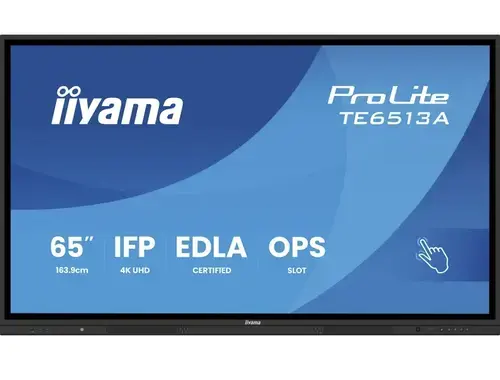 Display Profesional IPS LED Iiyama 64.5inch TE6513A-B2AG, UHD (3840 x 2160), HDMI, DisplayPort, NFC, Touchscreen (Negru)