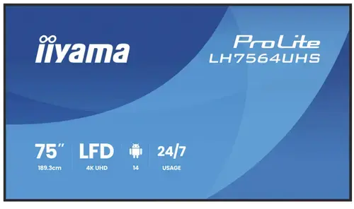 Display Profesional IPS LED iiyama ProLite 75inch LH7564UHS-B1AG, Ultra HD (3840 x 2160), HDMI, Boxe (Negru)