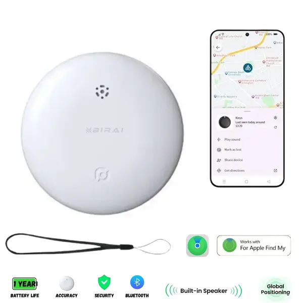 Dispozitiv Anti-Pierdere BIRAI SafeTag, Compatibil IOS, Localizare GPS Tracker, Acoperire Globala, Alb