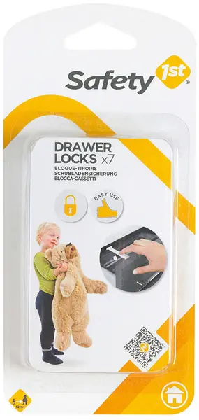 Dispozitiv de blocare pentru sertare sau uși de dulap Safety 1st – set de 7 bucăți