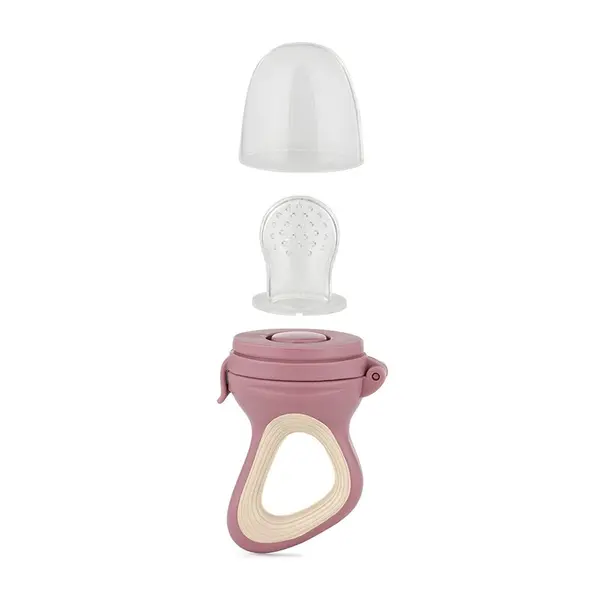 Dispozitiv de hranire, Petite&Mars, Pentru fructe si legume, Include capac de protectie, 6+ luni, Roz