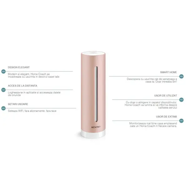 Dispozitiv smart de monitorizare a calitatii aerului Netatmo Home Coach Wireless NHC-EC