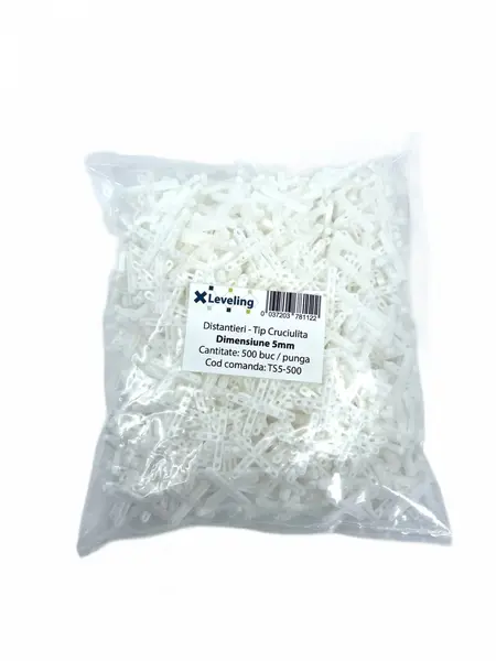 Distantiere ( Cruciulite ) pt. placi - gresie si faianta - Rost 5 mm - 500 buc - XLEV-TS5-500