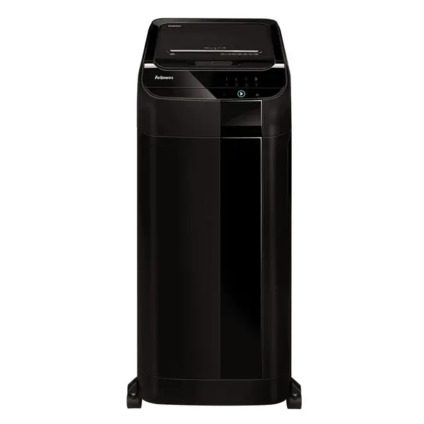 Distrugător documente Fellowes AutoMax 600M automat micro‑cut P‑5 600 coli cos 83L Distrugător documente Fellowes AutoMax 600M automat micro‑cut P‑5 600 coli cos 83L