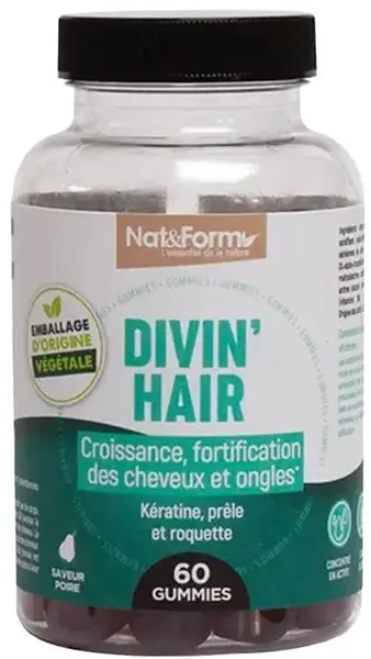 Divin Hair – Formulă pentru păr, piele și unghii, 60 comprimate gélificate, Nat&Form