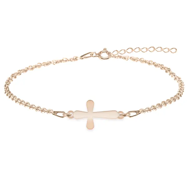 Divino - Bratara personalizata cruciulita din argint 925 placat cu aur roz