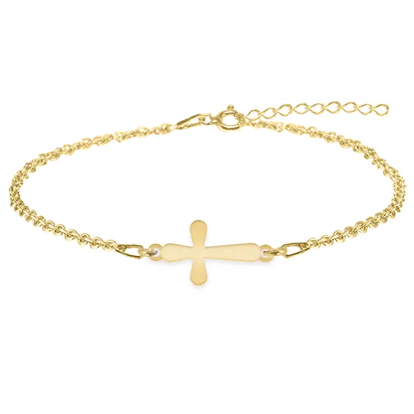 Divino - Bratara personalizata cruciulita din argint 925 placat cu aur galben 24K