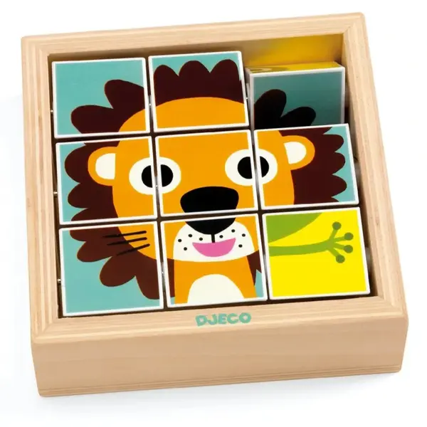 DJECO Wooden Block Puzzle Animals jucărie interactivă cu piese care se pot insera 2y+ 1 buc