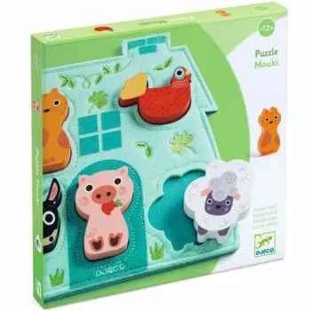 DJECO Wooden Block Puzzle Mouki puzzle
