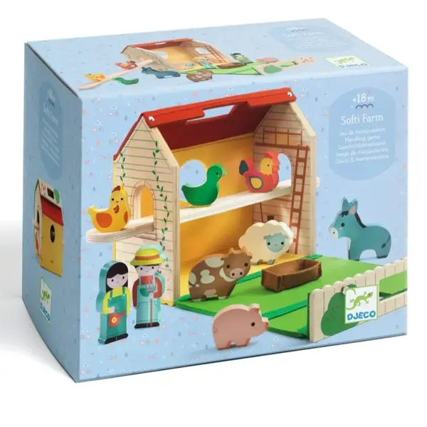 DJECO Wooden Farm set de jucării din lemn 18m+ 11 buc