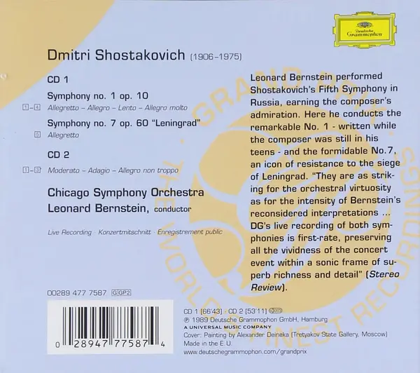 Dmitri Shostakovich: Symphony No. 1, Symphony No. 7 "Leningrad" | Chicago Symphony Orchestra, Leonard Bernstein
