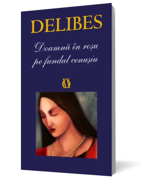 Doamnă în roşu pe fundal cenuşiu