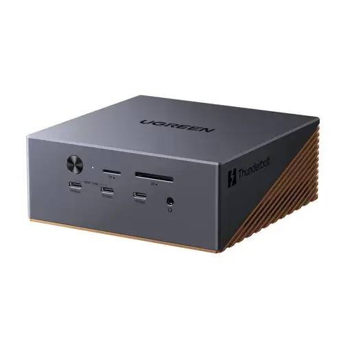 Docking Station UGREEN 17-in-1 Thunderbolt 5 Revodok Maxidok, 8TB, Dual 6K/8K Display pentru Mac & Windows, 2.5G Ethernet (Gri)