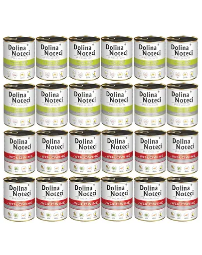 DOLINA NOTECI Mix conserve cu vită și gâscă Premium 24x800 g pentru câini