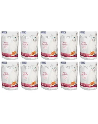 DOLINA NOTECI PIPER Animals Cat cu somon 10x100 g hrană umedă pentru pisici