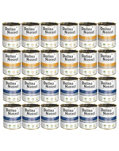 DOLINA NOTECI Premium Mix cod și broccoli și rață cu dovleac 24x800 g hrană umedă pentru câini