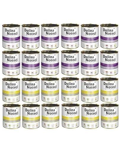 DOLINA NOTECI Premium Mix conserve iepure și merișoare și pui 24x800 g hrană câini
