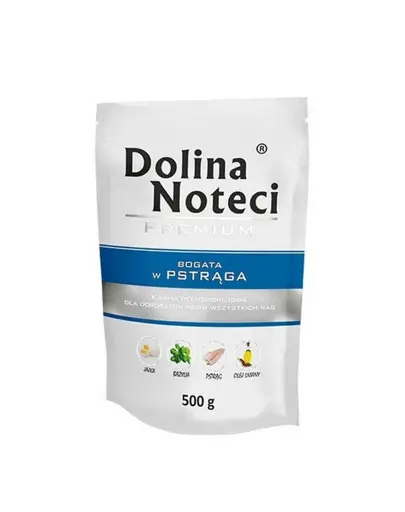 DOLINA NOTECI Premium Mix păstrăv și cod cu broccoli 20x500 g hrană umedă pentru câini