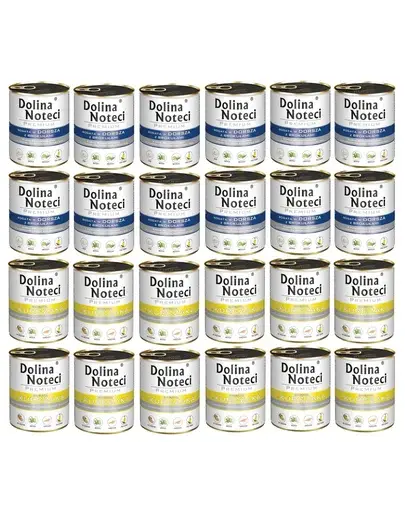 DOLINA NOTECI Premium Mix pui și cod cu broccoli 24x800 g conserve hrană umedă câini