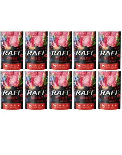 DOLINA NOTECI RAFI Hrana umeda pentru caini adulti, cu vita si afine 10x500 g
