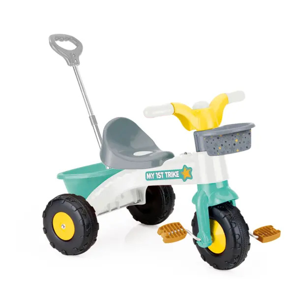 DOLU Prima mea tricicleta cu maner - Pastel, Varsta recomandata: 2 ani+, Greutate maxima suportata: 30 kg, Multicolor